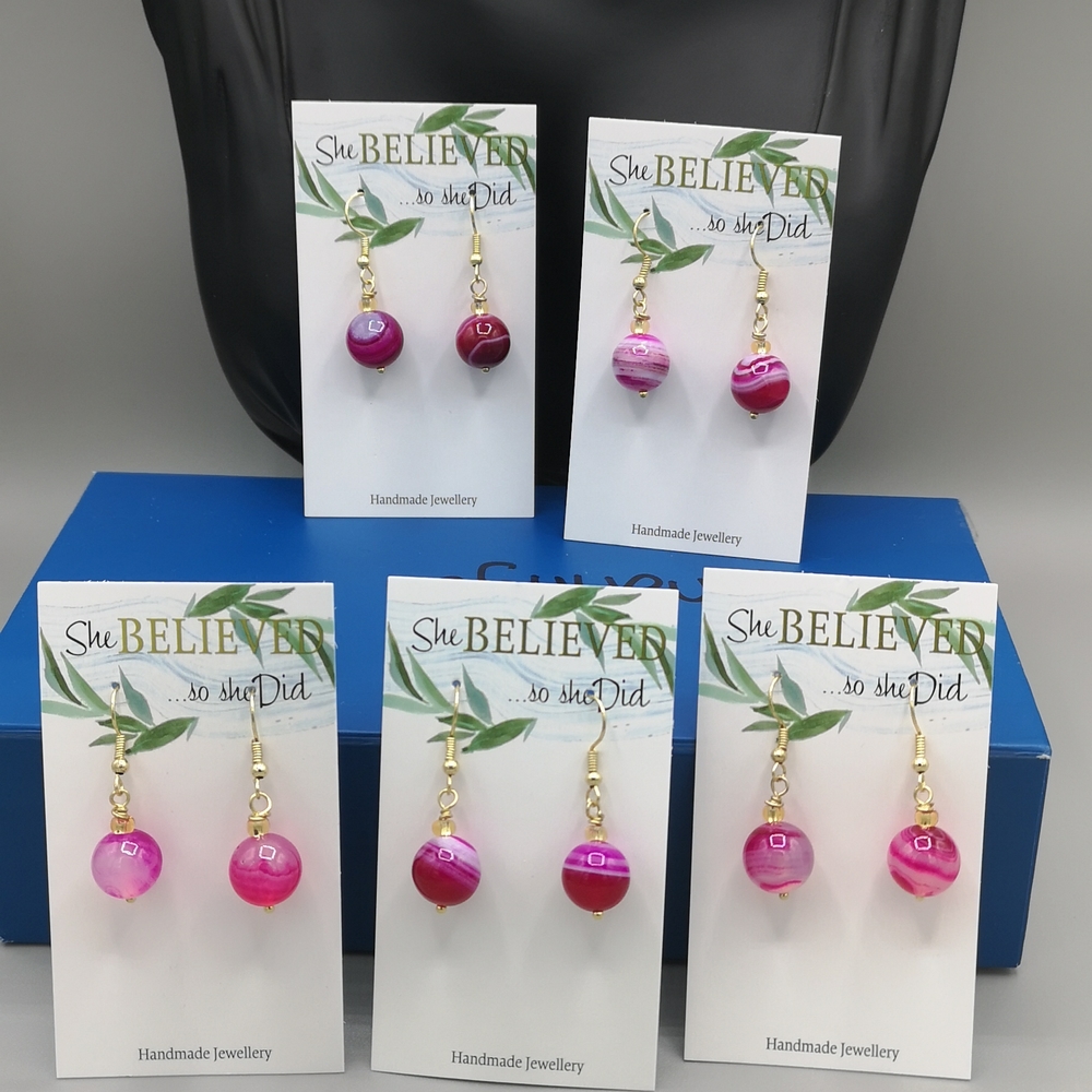 Pink Crazy Lace Agate earrings